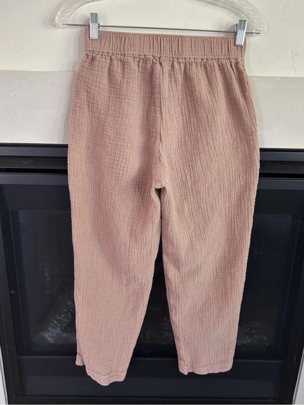 ▶️ Madewell Linen Blend Gauze Henley Crop Pants XXS Taupe Pull On Minimalist - Picture 2 of 10